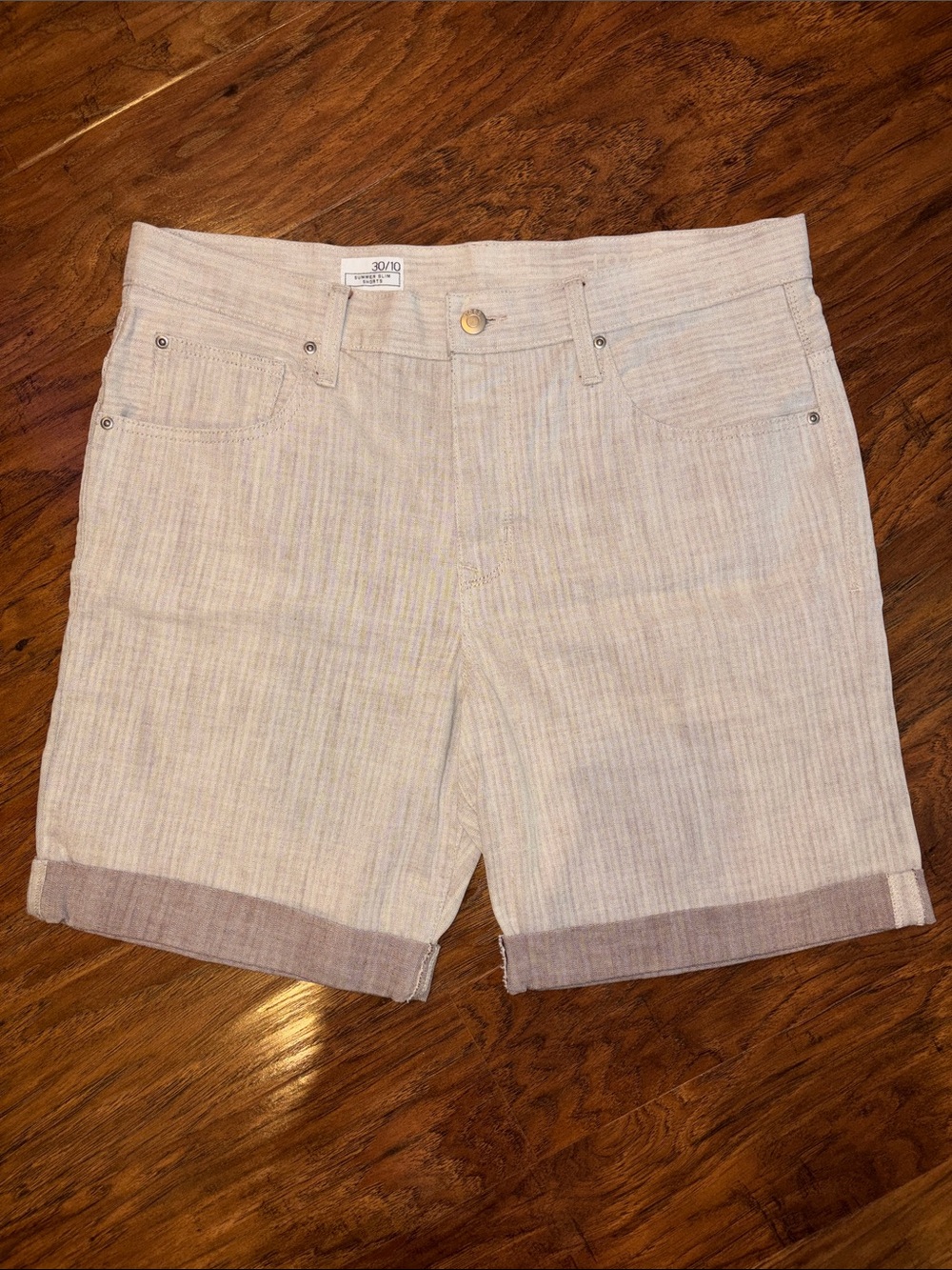 GAP Women's Striped Beige and Light Blue Bermuda Shorts 10/30